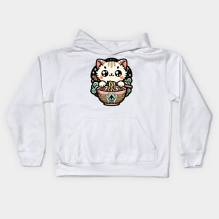 kawaii vintage style japanese ramen cat Kids Hoodie